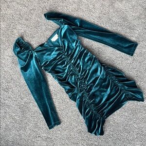 Lovers + Friends Blue Ruched One Shoulder Dress